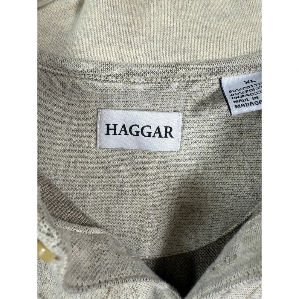 Haggar Argyle Polo Sweater Long Sleeve Beige Brown Golf Pullover - Mens‎ XL